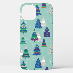 Kerstbomen op een blauwe achtergrond Case-Mate iPhone case