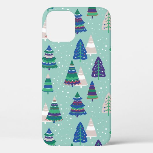 Kerstbomen op een blauwe achtergrond Case-Mate iPhone case (Achterkant)