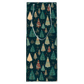 Kerstbomen op groen wijn cadeautas (Achterkant)