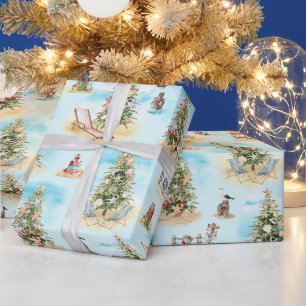 Kerstbomen op het strand cadeaupapier