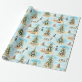 Kerstbomen op het strand cadeaupapier (Uitgerold)