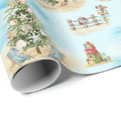 Kerstbomen op het strand cadeaupapier (Rol Hoek)