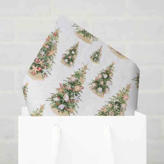 Kerstbomen op het strand tissuepapier (Cadeauzakje)