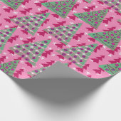 Kerstbomen op Hot Pink Cadeaupapier (Hoek)