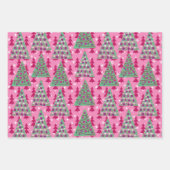 Kerstbomen op Hot Pink Inpakpapier Vel (Voorkant)