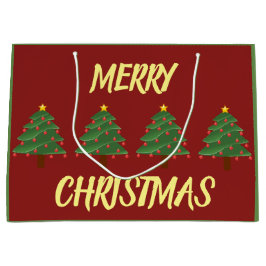 Kerstbomen op rode cadeautas