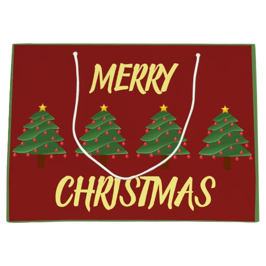 Kerstbomen op rode cadeautas (Voorkant)