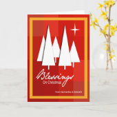 Kerstbomen op rode geruite dozen kaart (Gele Bloem)