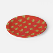 Kerstbomen op Rode Kerstvakantie feestje Papieren Bordje (Gekanteld)