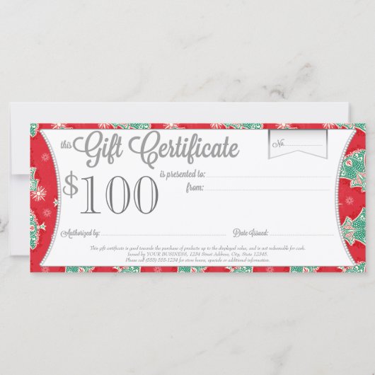 Kerstbomen op rood - aangepast cadeaubon (Achterkant)