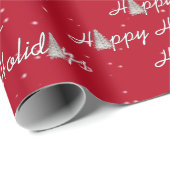 Kerstbomen op rood cadeaupapier (Rol Hoek)