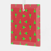 kerstbomen op rood glas ornament (Voorkant links)