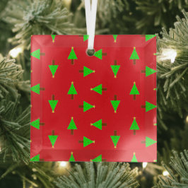 kerstbomen op rood glas ornament