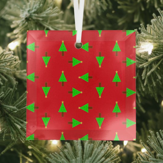 kerstbomen op rood glas ornament (Insitu)