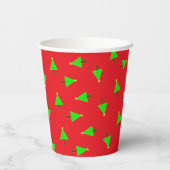 kerstbomen op rood papieren bekers (Achterkant)