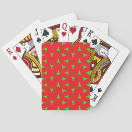 kerstbomen op rood pokerkaarten
