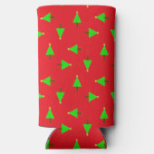 kerstbomen op rood seltzer blikjeskoeler (Achterkant)