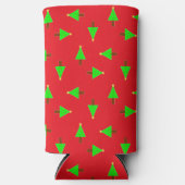 kerstbomen op rood seltzer blikjeskoeler (Voorkant)