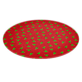 kerstbomen op rood snijplank