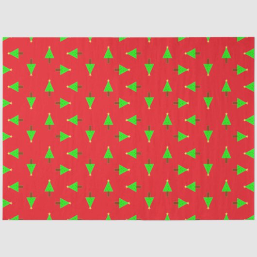 kerstbomen op rood tissuepapier (Voorkant)