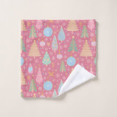 Kerstbomen op roze bad handdoek (Wasdoekje)