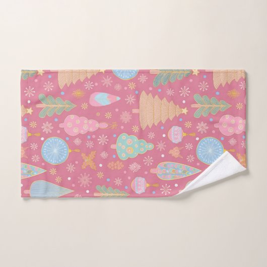 Kerstbomen op roze bad handdoek (Handdoek)