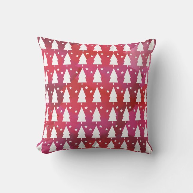 Kerstbomen op Waterverf Sierkussen cadeau (Voorkant)