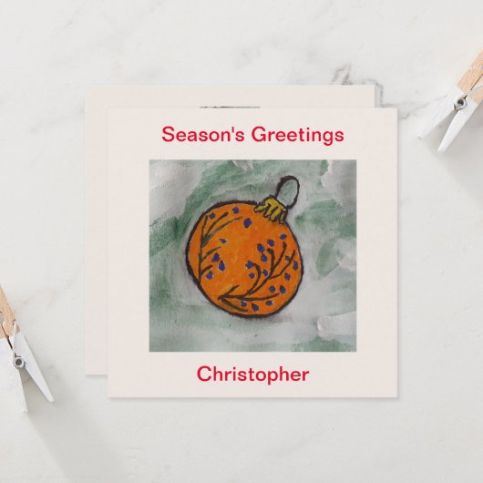 Kerstbomen Ornament platte Kaart (Voorkant / Achterkant in situ)