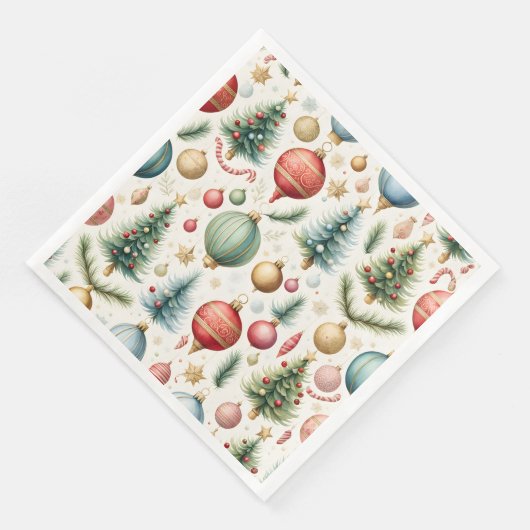 Kerstbomen Ornamenten Candy Canes Pattern Servet (Hoek)
