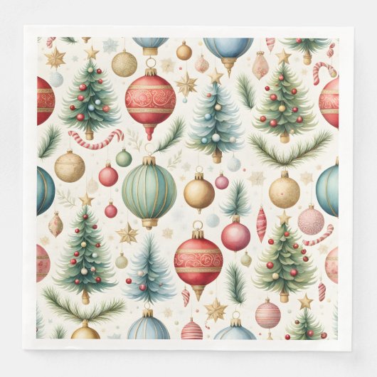 Kerstbomen Ornamenten Candy Canes Pattern Servet (Voorkant)