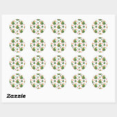 Kerstbomen, Ornamenten en katten Ronde Sticker (Vel)