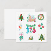 Kerstbomen, Ornamenten en kousen Feestdagenkaart (Voorkant / Achterkant)