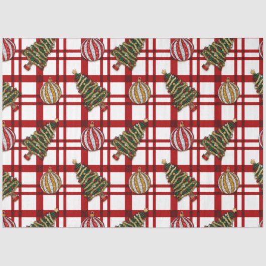 Kerstbomen Ornamenten Goud Zilver Kerst Tissuepapier (Voorkant)