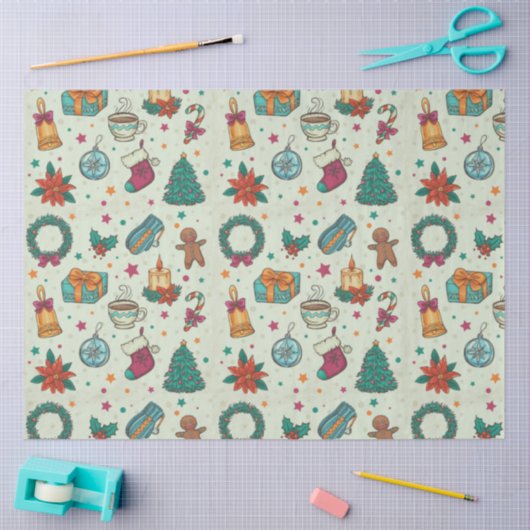 Kerstbomen Ornamenten Sterren Groene Kerst Tissuepapier (Craft)