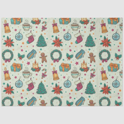 Kerstbomen Ornamenten Sterren Groene Kerst Tissuepapier (Voorkant)