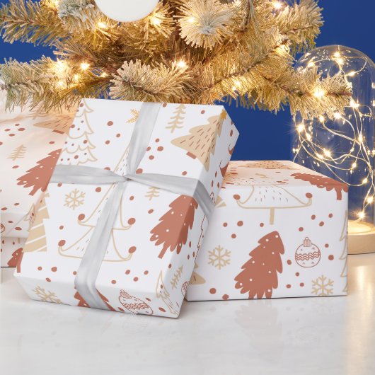 Kerstbomen Ornamenten Sterren Wit Kerst Cadeaupapier (Feestdagen)