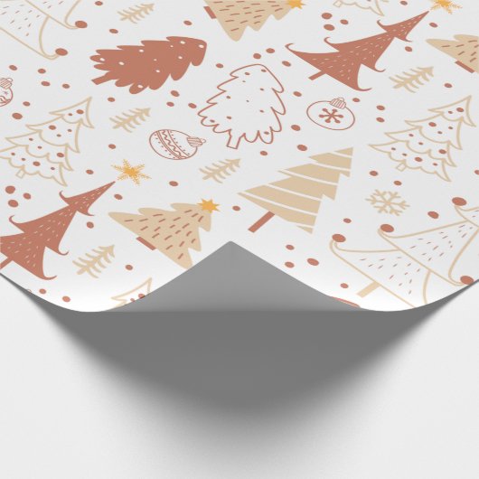 Kerstbomen Ornamenten Sterren Wit Kerst Cadeaupapier (Hoek)