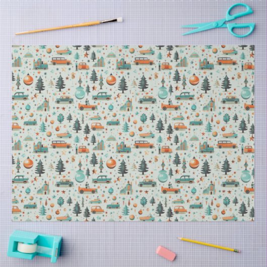 Kerstbomen Ornamenten Voertuigen Groene Kerst Tissuepapier (Craft)