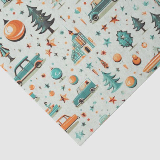 Kerstbomen Ornamenten Voertuigen Groene Kerst Tissuepapier (Detail)