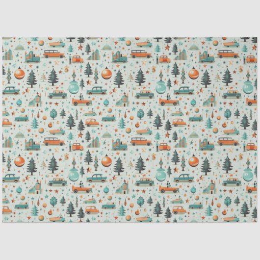 Kerstbomen Ornamenten Voertuigen Groene Kerst Tissuepapier (Voorkant)