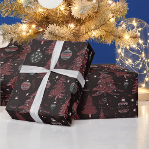 Kerstbomen Ornamenten Zwart Kerstmis Cadeaupapier