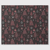Kerstbomen Ornamenten Zwart Kerstmis Cadeaupapier (Vlak)