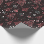 Kerstbomen Ornamenten Zwart Kerstmis Cadeaupapier (Hoek)