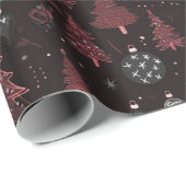Kerstbomen Ornamenten Zwart Kerstmis Cadeaupapier (Rol Hoek)