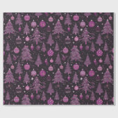 Kerstbomen Ornamenten Zwart Kerstmis Cadeaupapier (Vlak)