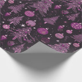 Kerstbomen Ornamenten Zwart Kerstmis Cadeaupapier (Hoek)