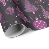 Kerstbomen Ornamenten Zwart Kerstmis Cadeaupapier (Rol Hoek)