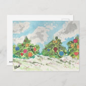 Kerstbomen overdag feestdagenkaart (Voorkant / Achterkant)