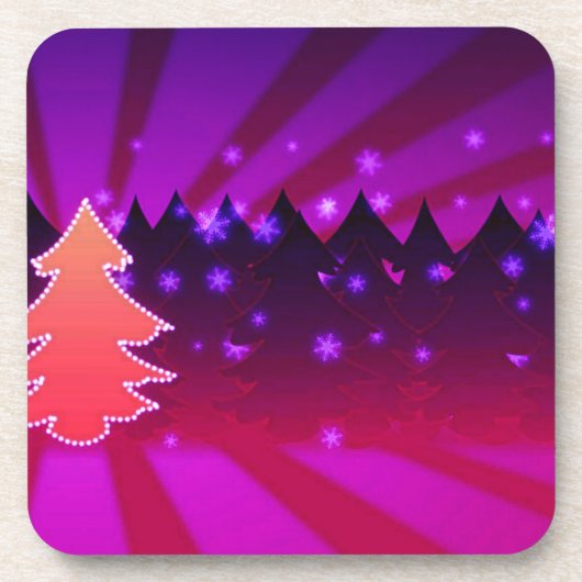 kerstbomen, Paars Bier Onderzetter (Voorkant)