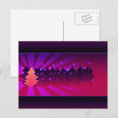kerstbomen, Paars Feestdagenkaart (Voorkant / Achterkant)